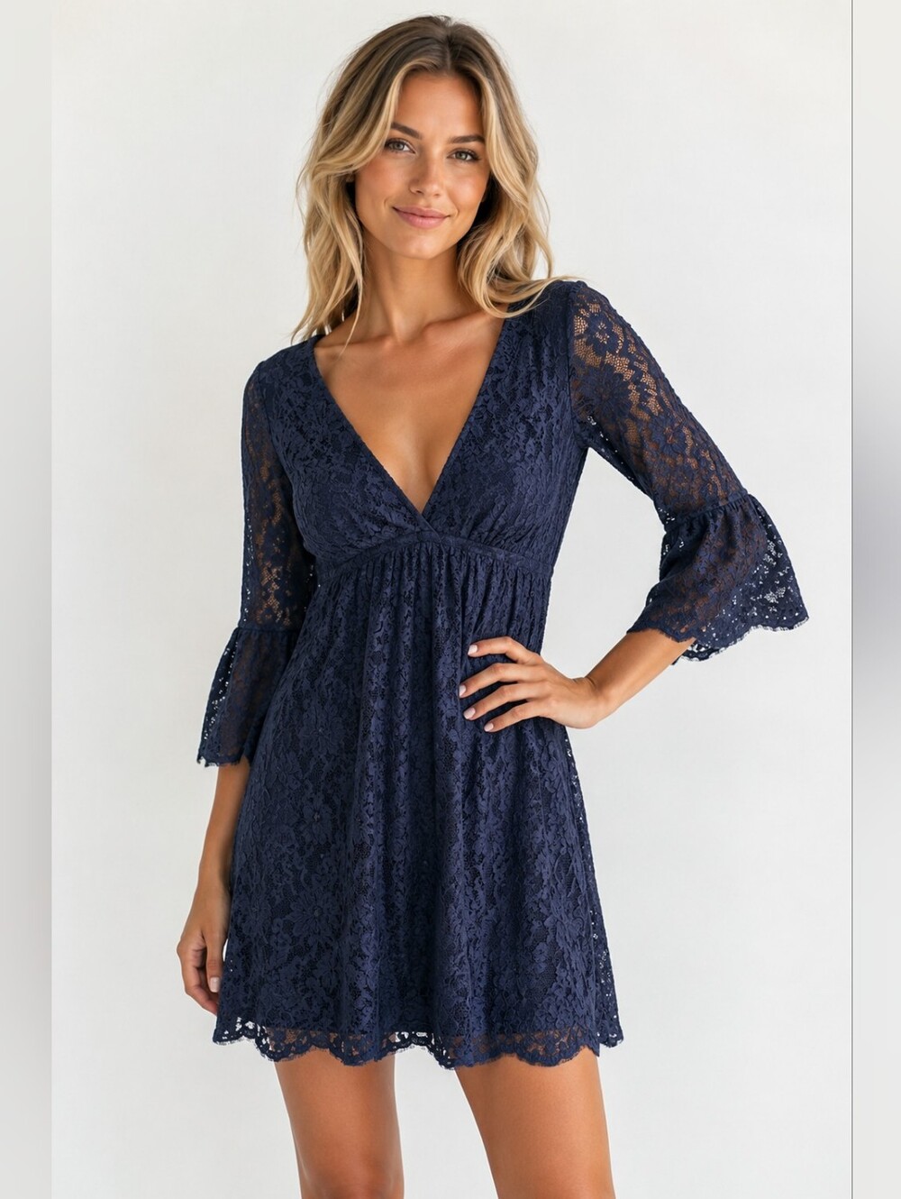 Michael Stars Dress Navy Blue Lace